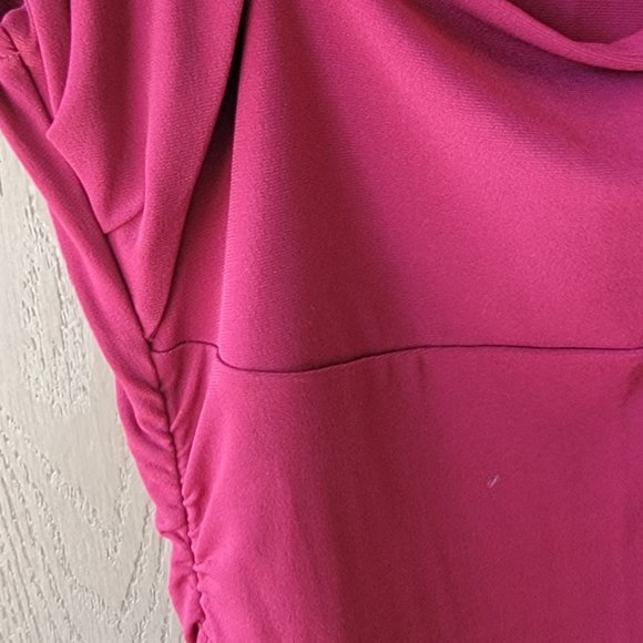 Red Square Neck Dress with side gathering Size M - Picture 3 of 4